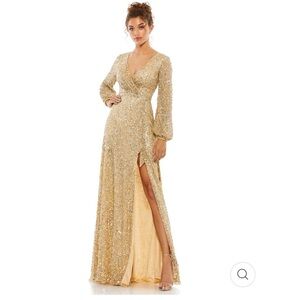 Champagne colored SEQUIN LONG SLEEVE GOWN Dress size 14